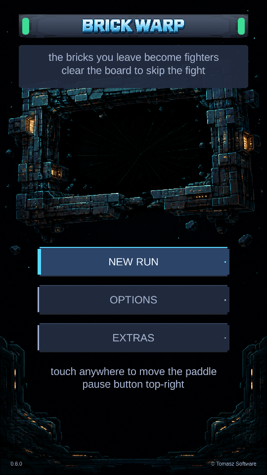 Brick Warp main menu